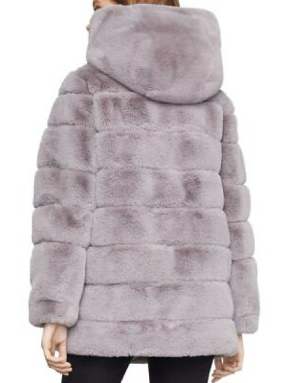 BCBGMaxAzria Lavender Faux Fur Hooded Coat